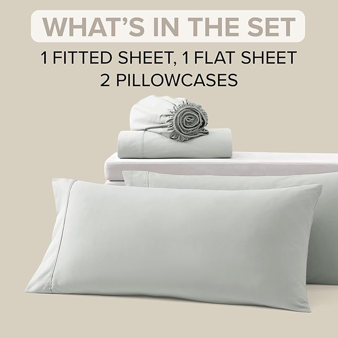 UGG King Sheet Set 4-Piece Luxury Cooling Sheets Deep Pockets Premium Bedding with 2 Pillow Shams Hypoallergenic Machine Washable Soft Lightweight Bed Set for Bedroom, King, Mineral Green (Hedi)
