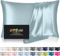 Silk Pillowcase for Hair and Skin, Mulberry Silk Pillow Cases Queen Size, Anti Acne Cooling Beauty Sleep Both Sides Natural Silk Satin Pillowcases with Hidden Zipper, Gifts for Women Men, Aqua Blue