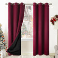 BGment Thermal Insulated 100% Blackout Curtains for Bedroom with Black Liner, Double Layer Full Room Darkening Noise Reducing Grommet Curtain (42 x 84 Inch, Burgundy Red, 2 Panels)