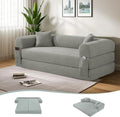 80" Convertible Sofa Bed, No Assembly Modern Boneless Compression Sofa in Box, 3-in-1 Corduroy Folding Pull Out Couch with Pillows, Floor Couch with Side Storage Pocket for Living Room,Light Grey