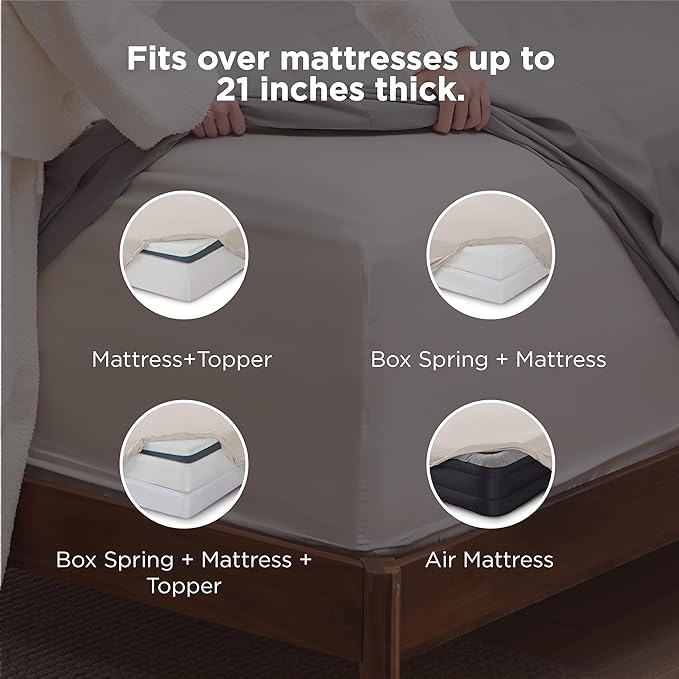 Bedsure Deep Pocket California King Sheet Sets - Fits Mattresses Up to 21 Inches Thick - 4 Piece Bed Sheets, Moisture Wicking, Soft & Cooling Bedsheet & Pillowcases, Easy & Secure Fit, Linen