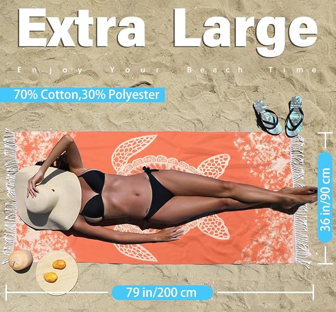 2 Pack Turkish Beach Towel Quick Dry Absorbent Cotton Lightweight Thin Bathroom Bath Pool Swim Towels Extra Large Oversized Sand Free Beach Accessories Essentials Stuff Cloud Adults Gift