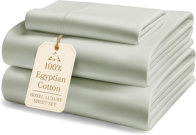 LANE LINEN 100% Egyptian Mercerized Cotton Twin Sheets Set - 1000 Thread Count, Eco Friendly Sustainably Produced No Pill Fade Resistant 15 Iinch Deep Pocket Cotton Sheets Twin - Mineral