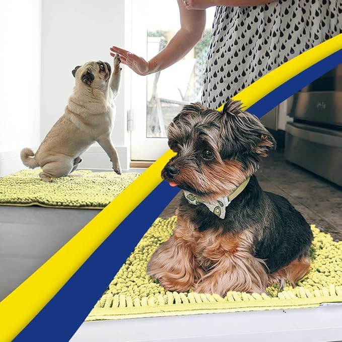 Muddy Mat® | Super Absorbent Door Mat Indoor, Microfiber Quick Dry Chenille Entryway Rug, Non-Slip Front Door Mat, Indoor Mats for Entryway, Machine Washable Pet Rug, Yellow 24"x35"