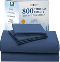 California Design Den King Size Sheets Set Cotton - Luxury Hotel 800 Thread Count Sateen, Natural 100% Cotton King Bed Sheets, Deep Pockets for a Snug Fit, Durable Bedding - Navy Blue