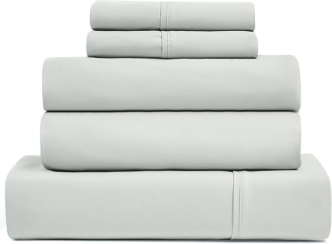 UGG Split King Sheet Set 5-Piece Luxury Cooling Sheets Deep Pockets Premium Bedding with 2 Shams Machine Washable Soft Lightweight Set for Adjustable Bed, Split King, Green (Hedi)