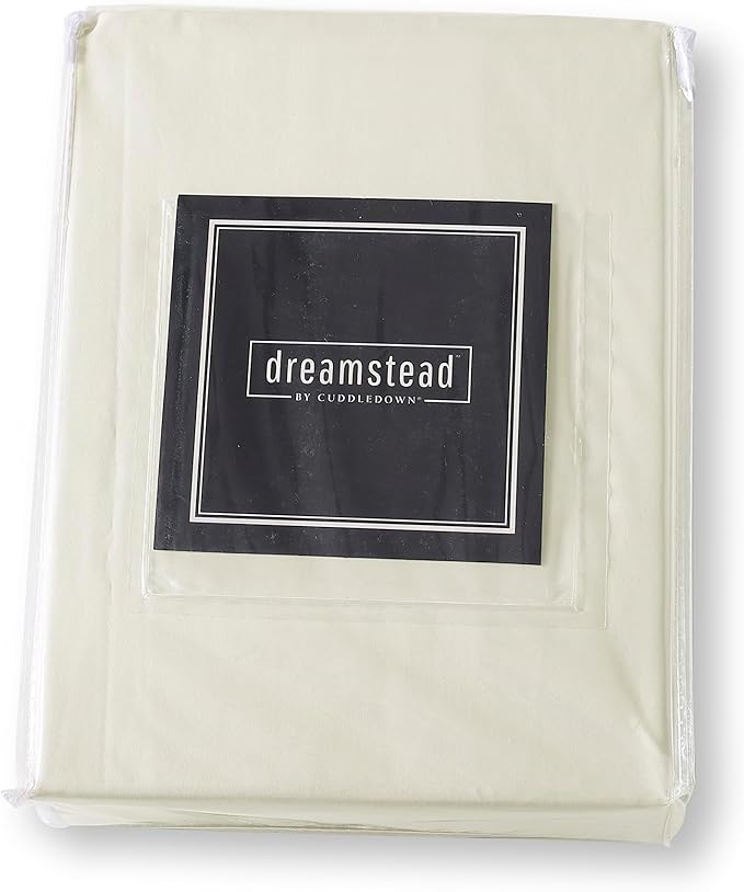Cuddledown Dreamstead 100% Cotton Bed Sheets Set | 300 Thread Count | Luxurious Sateen Weave | Pure Combed Cotton | Soft | Wrinkle Resistant | 4 Piece Set | Birch | Queen | 60” x 80”