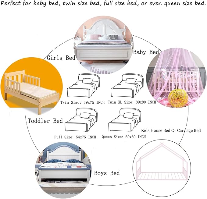 Mosquito Net Bed Canopy Curtains Princess Butterfly Reading Canopies for Girls Kids Single Twin Full Queen Size Beds, Pink and Purple