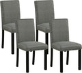 Giantex Dining Chairs Set of 4, Fabric Upholstered Parsons Kitchen Chair w/Nailhead Trim,Solid Rubber & Bent Wood Legs, Thick Padded Seat, Armless Side Chairs for Living Dining Room Restaurant, Grey