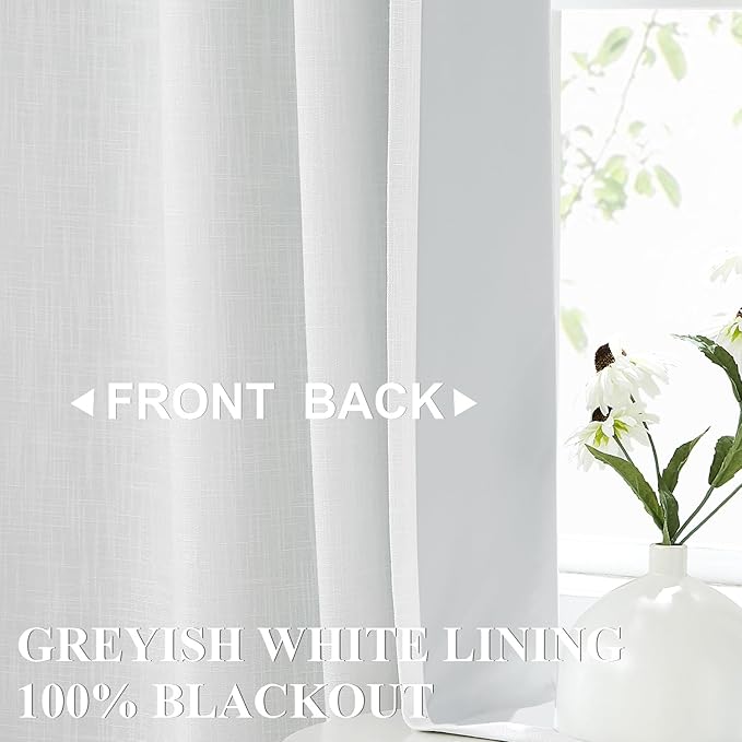 Vision Home Rod Pocket Back Tab White Total Blackout Bedroom Curtains 95 inch for Living Room Nursery Window Panels Thermal Insulated Energy Efficient Soundproof Pure White Drapes 2 Panels 50" Wx95 L