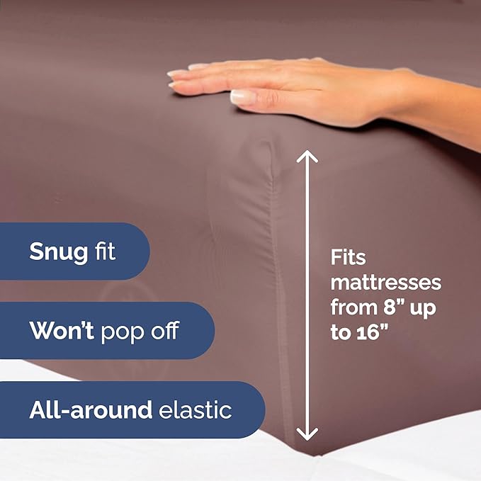 Full Size 4 Piece Sheet Set - Extra Soft, Breathable & Cooling Sheets - Hotel Luxury Durable Bed Sheets for Women And Men - Deep Pockets, Easy-Fit & Wrinkle-Free Sheets - Clay Oeko-Tex Bed Sheet Set