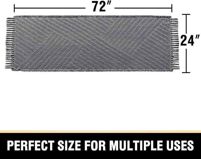 H.VERSAILTEX Waffle Bath Runner Rug Long Bath Mat Super Absorbent Boho Bath Rugs Non Slip Bath Runner for Bathroom Floor Machine Washable Dry Fast Bathroom Rugs with Tassels, 24" x 72", Gray