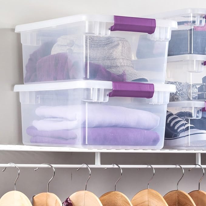 Sterilite 24-Pack ClearView Latch Box, Stackable Storage Organizer Bins for Home, 15 Quart