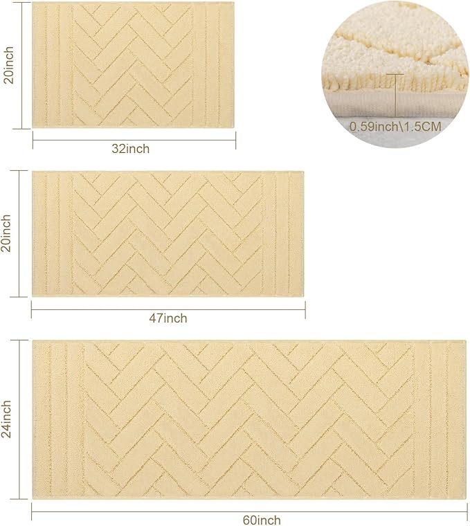 hicorfe Indoor Doormat,Front Back Door Mat Rubber Backing Non Slip Door Mats 20"x31.5" Absorbent Resist Dirt Entrance Doormat Inside Floor Mats for Entryway Washable Low-Profile(Cream Yellow)