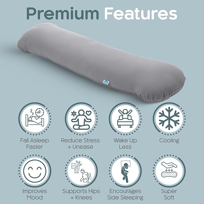 Weighted Body Pillow 8lbs - Weighted Pillow for Deeper Sleep (48" x 14") - Cooling Body Pillows for Adults, Full Body Pillow for Sleeping, Side Sleeper Body Pillows with Cover (X-Large)
