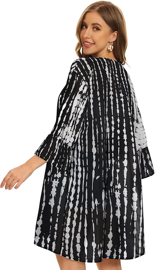 CHICGAL Womens Kimono for Summer Puff Sleeve Cardigan Casual Loose Fit Beach Cover Ups Resorts Swimwear