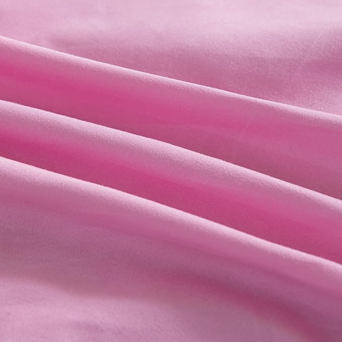 Bed Skirt Queen Size, Ruffled Bed Skirt with Split Corners, 16 Inch Drop Dust Ruffle Bed Skirt with Platform, Pink -16'' Queen