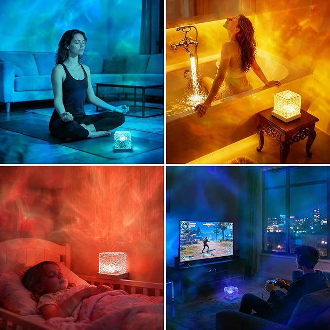 Ocean Wave Projector Light, 16 Colors Galaxy Projector Night Light Water Ripple Lamp Ambient Lighting with Remote Control, Mood Lights for Bedroom Shower Office Bar Game Room Kids Christmas Gifts