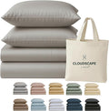 Cloud Scape Linen 100% Egyptian Cotton Sheets Full Size, 4 Pieces Luxury Bedding Set, 400 Thread Count,Hotel Quality, Silky Soft, Deep Pockets up to 17, Light Grey