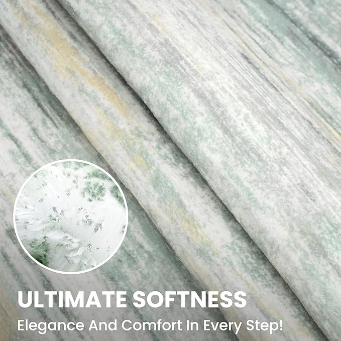 2x3 Modern Abstract Rug for Entryway, Green Yellow Super Soft Small Area Rug, Washable Non-Slip Kitchen Rugs, Low-Pile Mat for Bedside, Indoor Door Mat