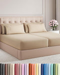 Split King 7 Piece Sheet Set - Cooling & Breathable - Hotel Luxury Bedding - Includes Fitted Sheets for Women, Men, Kids and Teens - 1 Flat, 2 Fitted Sheets, 4 Pillowcases with Deep Pockets - Cream
