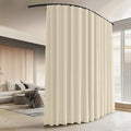 Room Divider Curtains with Ceiling Curtain Track Set Window Curtain for Bedroom,Living Room Total Blackout Thermal Insulated Privacy Ceiling Track Curtain W 15 × H 7 FT Beige drape&Black track
