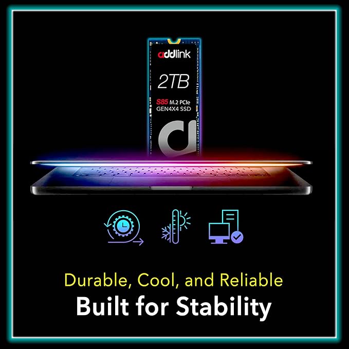 Addlink S85 2TB M.2 PCIe NVMe Gen4 Memory Expansion SSD, Speed Up to 6000 MB/s, Internal Solid State Drive with HMB Technology for Laptop, Gaming and Creators