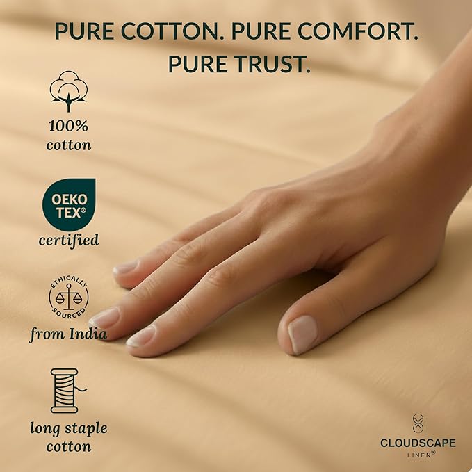 Cloud Scape Linen 100% Egyptian Cotton King Sheets Set – 400 Thread Count, 4-Piece Soft Hotel Quality Bedding Set,Deep Pockets up to 16”, Linen