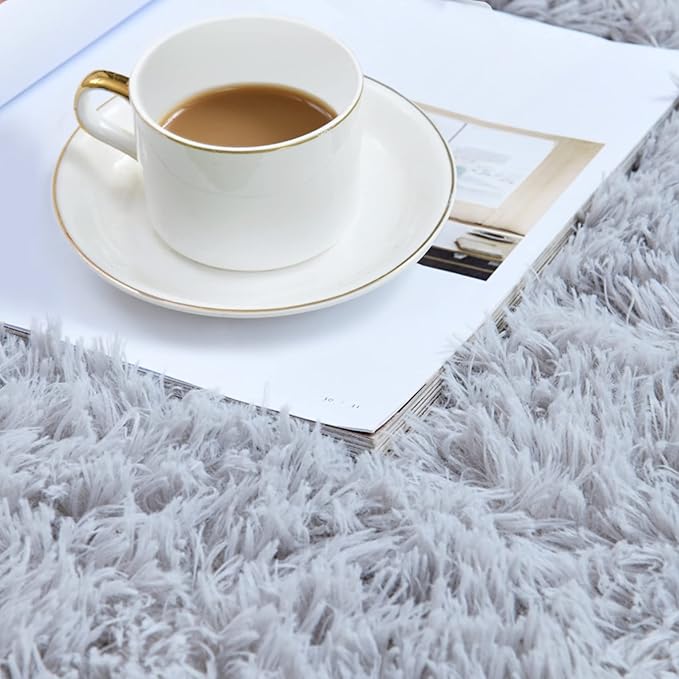 duduta Grey Soft Fluffy Rug 4x6 ft, Shag Fuzzy Plush Rectangle Carpet for Bedroom Nursery Living Room Home Decor