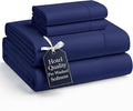 Casa Platino California King Size Bedding Set - Pre-Washed, Ultra Soft Bed Sheets Set - Brushed Microfiber Fade Resistant California King Size Bed Set with Deep Pockets - Navy