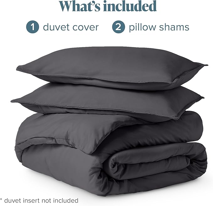 Bare Home Bedding Duvet Cover Queen Size - Premium 1800 Super Soft Collection - Lightweight, Cooling - Soft Breathable Bedding Duvet Cover (Queen, Forged Iron Grey)