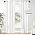 ChrisDowa 100% Blackout Pure White Solid Curtains 96 Inches Long 2 Panels for Bedroom Living Room,Farmhouse Room Darkening Thermal Insulated Soundproof Grommet Top Window Treatment Drapes,52x96