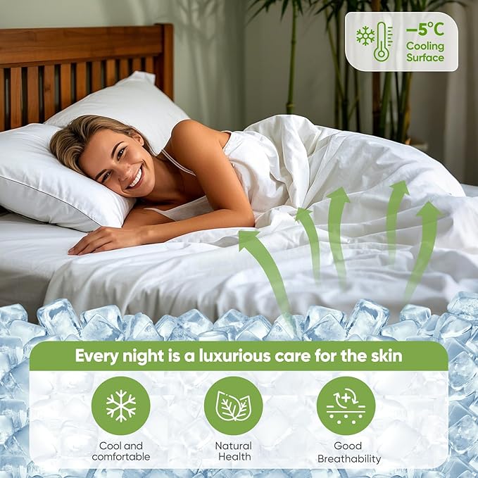 TWK Luxury Sheet Set, Genuine 100% Viscose Derived from Bamboo, Cooling & Breathable, Silky Soft, Bedding Sheets & Pillowcases (White, King(78 * 80 * 15))