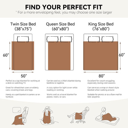 LURKA Checkered Sherpa Fleece Queen-Size Bed Blanket - Extra Thick and Warm Winter Soft Fuzzy Plush Blanket for Couches, Beds & Pets, Brown, 90x90 Inches