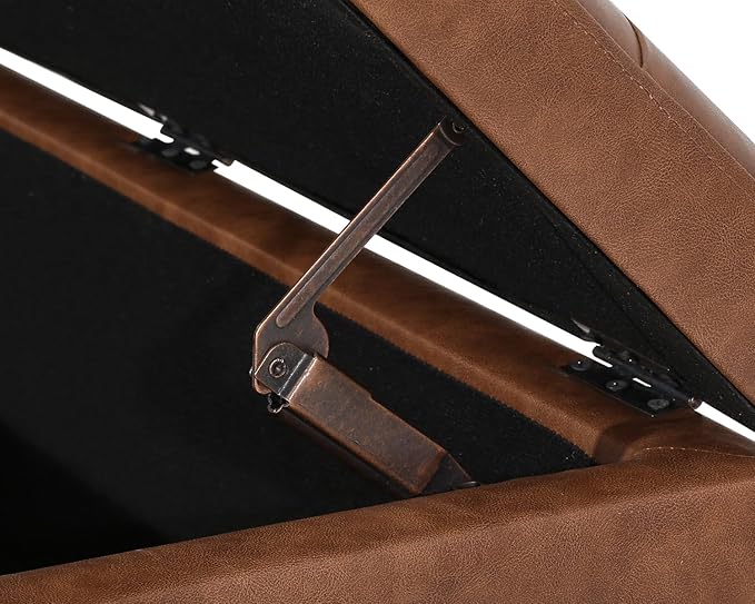 Joveco 41 Inches Storage Ottoman Bench,Microfiber Button Tufted Footstool Ottoman Bench with Nailhead Trim for Bedroom (Chocolate Brown)
