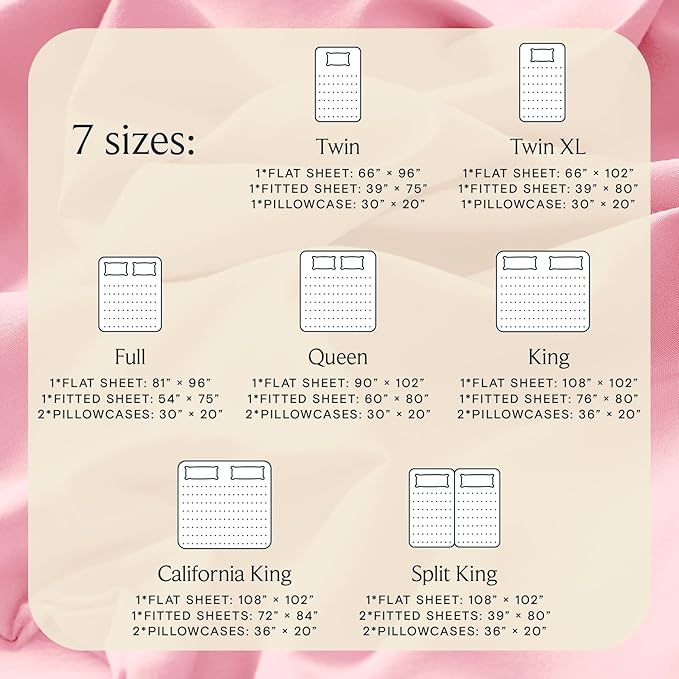 LuxClub 3 PC Twin XL Sheet Set, Deep Pockets Wrinkle Free Cooling Bed Sheets Hotel Bedding for Women, Men, Kids & Teens, Includes 1 Fitted Sheet, 1 Flat Sheet and 1 Pillowcase-Silky Soft Baby Pink
