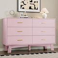 Dresser for Bedroom with 6-Drawer, 47.2" Modern Chest of Drawers with Metal Handles, X-Shape Base & Adjustable Center Leg, Anti-Tip Closet Organizers and Storage