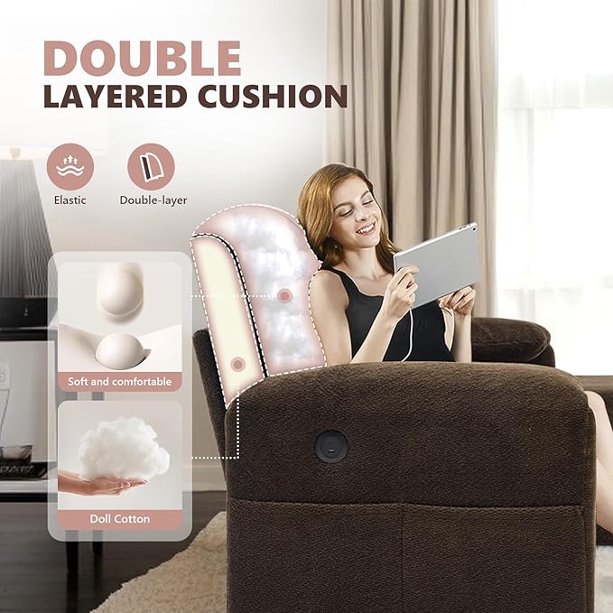 VINGLI Convertible Sofa Bed Couches for Living Room, Sleeper Sofa with Pull Out Couch Bed, Cloud-Like Plush Fleece L-Shape Sectional Couch with Storage Chaise, USB Charging, Side Pockets (Dark Brown)