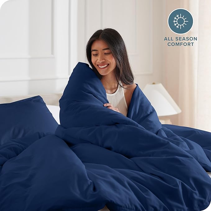 Bare Home Bedding Duvet Cover Full Size - Premium 1800 Super Soft Collection - Lightweight, Cooling Duvet Cover - Soft Breathable Bedding (Full, Dark Blue)