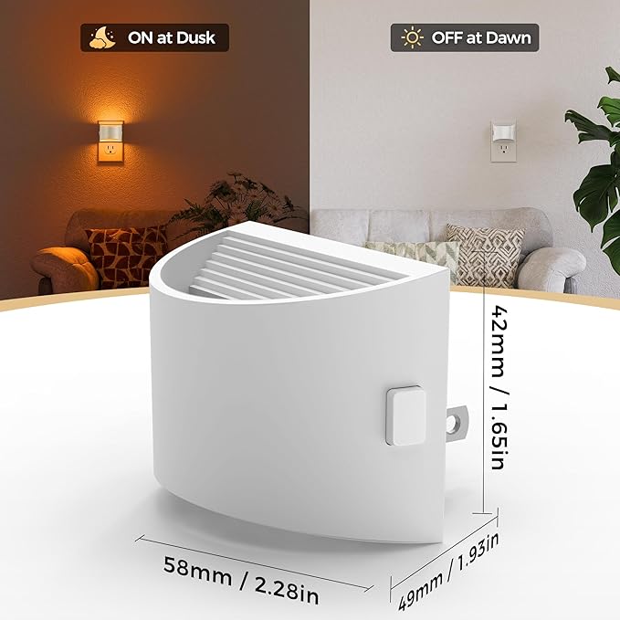 DORESshop LED Night Light[2 Pack], White Night Lights Plug into Wall, 3 Level Brightness Adjustable Plug in Night Light, Dusk to Dawn Sensor, Nightlights for Adults, Bedroom, Bathroom, Hallway, 3CCT
