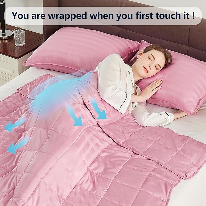 Weighted Blanket Queen Size (60"x80" 15lbs),Ultra Soft and Cozy Cooling Weighted Blanket Queen Size for Adult,Heavy Blanket with Machine Washable Soft Blanket, Pink