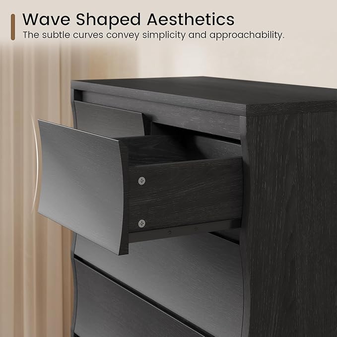 Black Tall Dresser for Bedroom, 52.8" Tall Dresser with 7 Drawers, Wood Dressers & Chests of Drawers, Accent Upright Drawer Organizers for Closet, Hallway