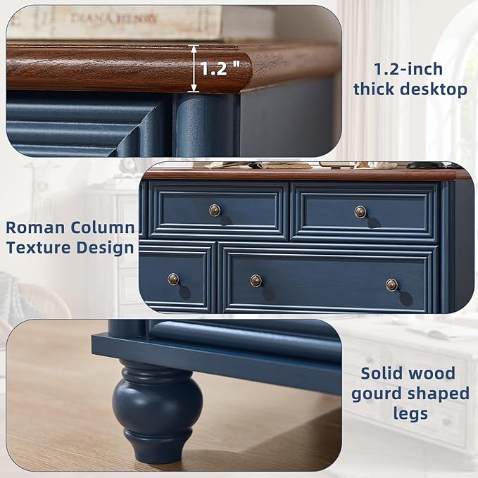 Farmhouse Dressers & Night Stand Set of 4, Wood 54" Wide Dresser & 45" Tall Chest of Drawers, 18" with Charging Station Nightstand Set of 2, Bedroom Furniture Dresser Set for Home Living Room Hallway