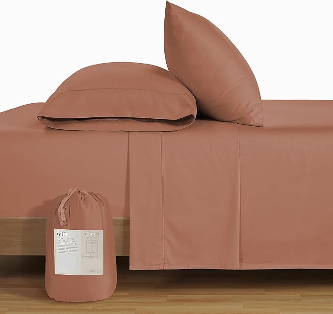 LANE LINEN Split King Sheet Sets for Adjustable Beds - 5 PCs, 600 Thread Count Split King Sheets Set - Sateen King Split Sheets for Adjustable Bed - Split Top King Sheets Set for Bed - Rose Dawn
