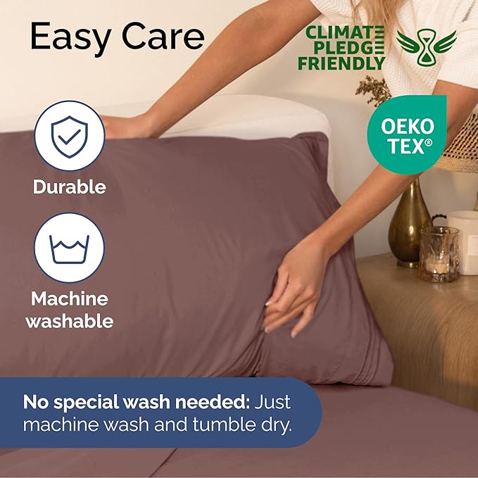 Full Size 4 Piece Sheet Set - Extra Soft, Breathable & Cooling Sheets - Hotel Luxury Durable Bed Sheets for Women And Men - Deep Pockets, Easy-Fit & Wrinkle-Free Sheets - Clay Oeko-Tex Bed Sheet Set