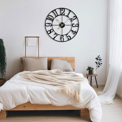 Large Wall Clock for Living Room Decor - 100cm/ 40 Inch Nearly Silent Non-Ticking Metal Wall Clocks Battery Operated, Vintage Decorative Modern Wall Clock for Bedroom, Office, Farmhouse Decor