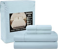 400 Thread Count Queen Size Sheets, 15" Deep Pocket Queen Sheets, Soft Sateen Weave, Naturally Cooling & Breathable Machine Washable 4 Piece Elasticated Sheet & Pillowcase Sets- Light Blue