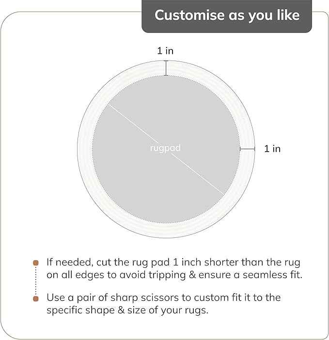 Anji Mountain 8' x 8' Universal Non-Slip Rug Pad - Area Rug Grip & Floor Protector Mat - Cushioning Underlay Pad for Hardwood Floors - Anti-Slip Under Rug Pad Mat, Round