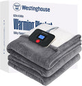 Westinghouse Electric Blanket Twin, Flower Jacquard Heated Blanket Twin Size with 10 Heating Levels and 1-12 Hours Auto-Off, Flannel to Sherpa Reversible, Machine Washable (62x 84 inch, Light Grey)