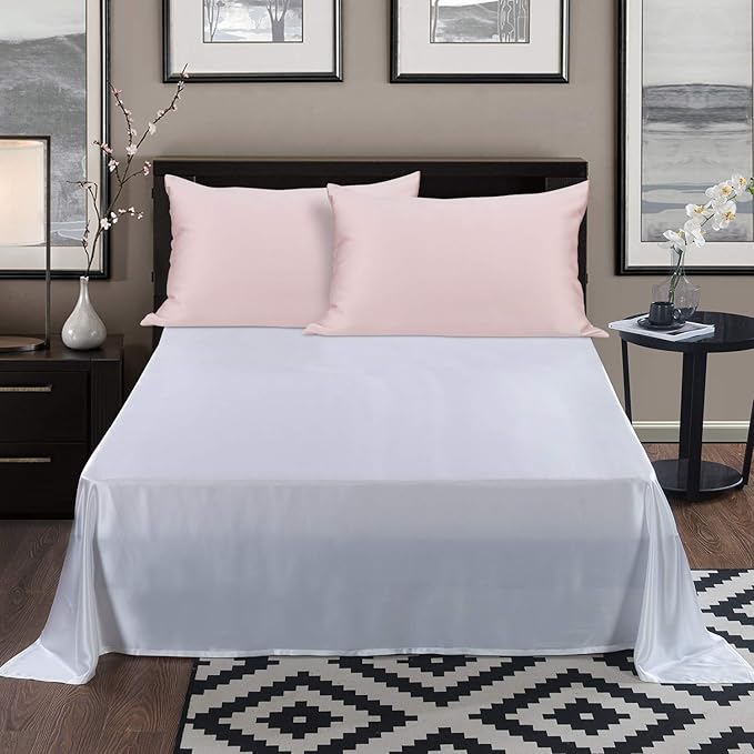 ALASKA BEAR 200% Good for You Silk Pillowcase for Hair and Skin Care Soft Pillow Case with Random Color Scrunchie Gift Set Standard (1pc, Pale Pink)